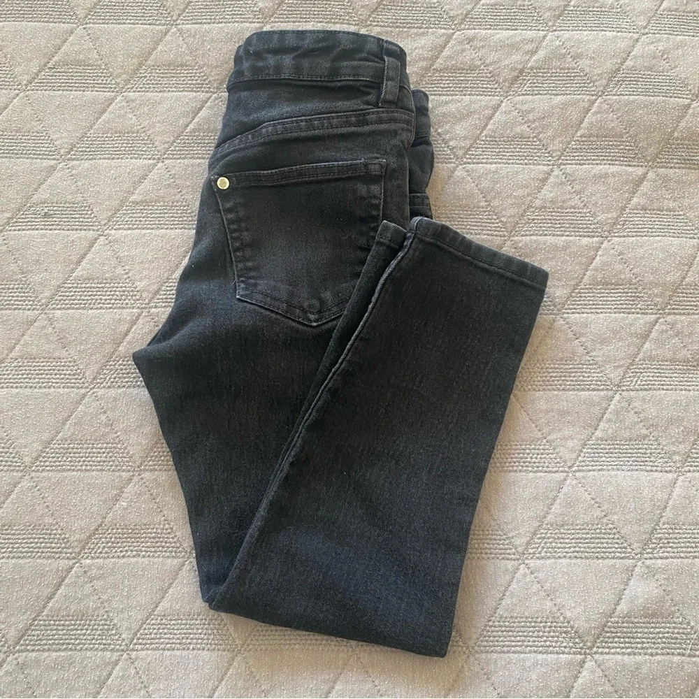 BOYS BLACK DENIM JEANS 5y-6y JEAN ADJUSTABLE ZIPPER‎ WITH SNAP CLOSURE